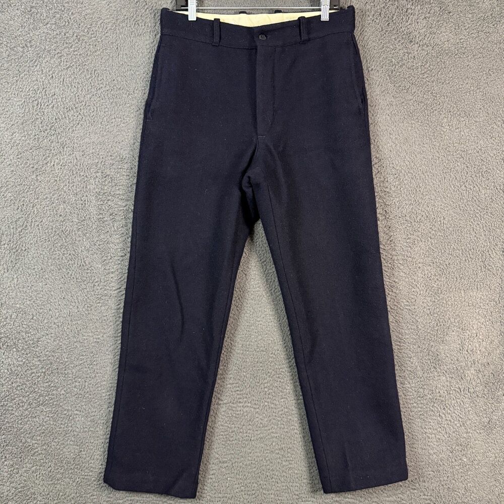 Vtg LL Bean Hunting Pants Mens 34x31 (Fits 32x30) Blue Wool Flannel Outdoor